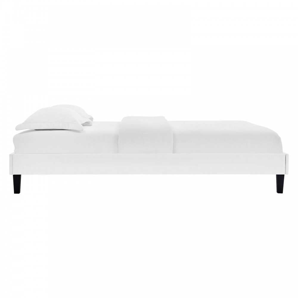 Elise Full Performance Velvet Platform Bed, White, MOD-6877-WHI