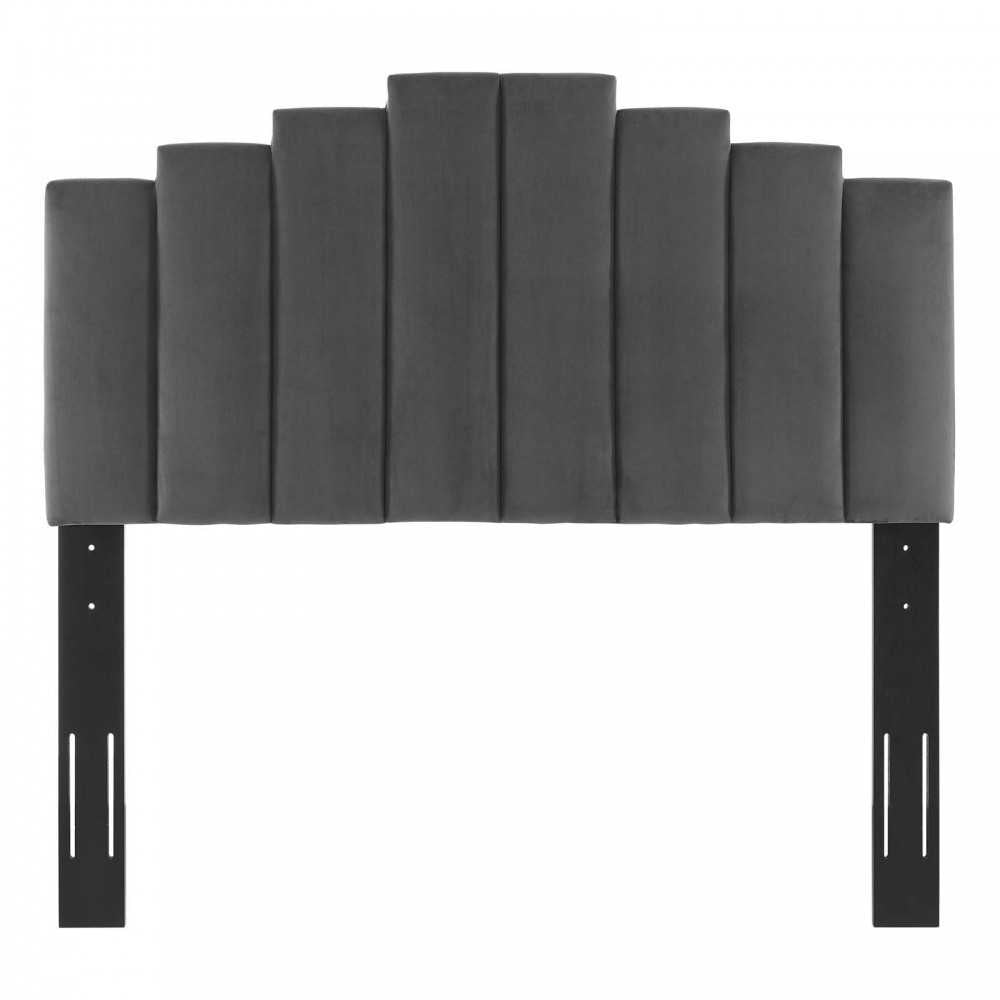 Elise Full Performance Velvet Platform Bed, Charcoal, MOD-6880-CHA