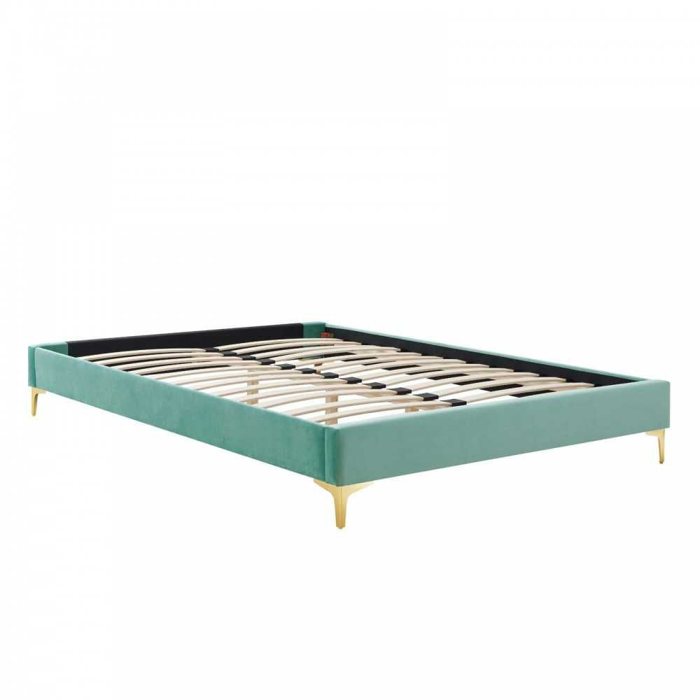 Elise Full Performance Velvet Platform Bed, Mint, MOD-6880-MIN