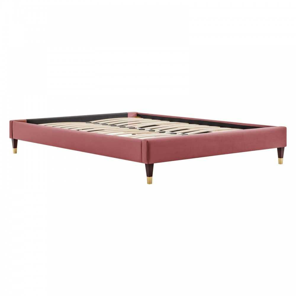 Elise Full Performance Velvet Platform Bed, Dusty Rose, MOD-6874-DUS