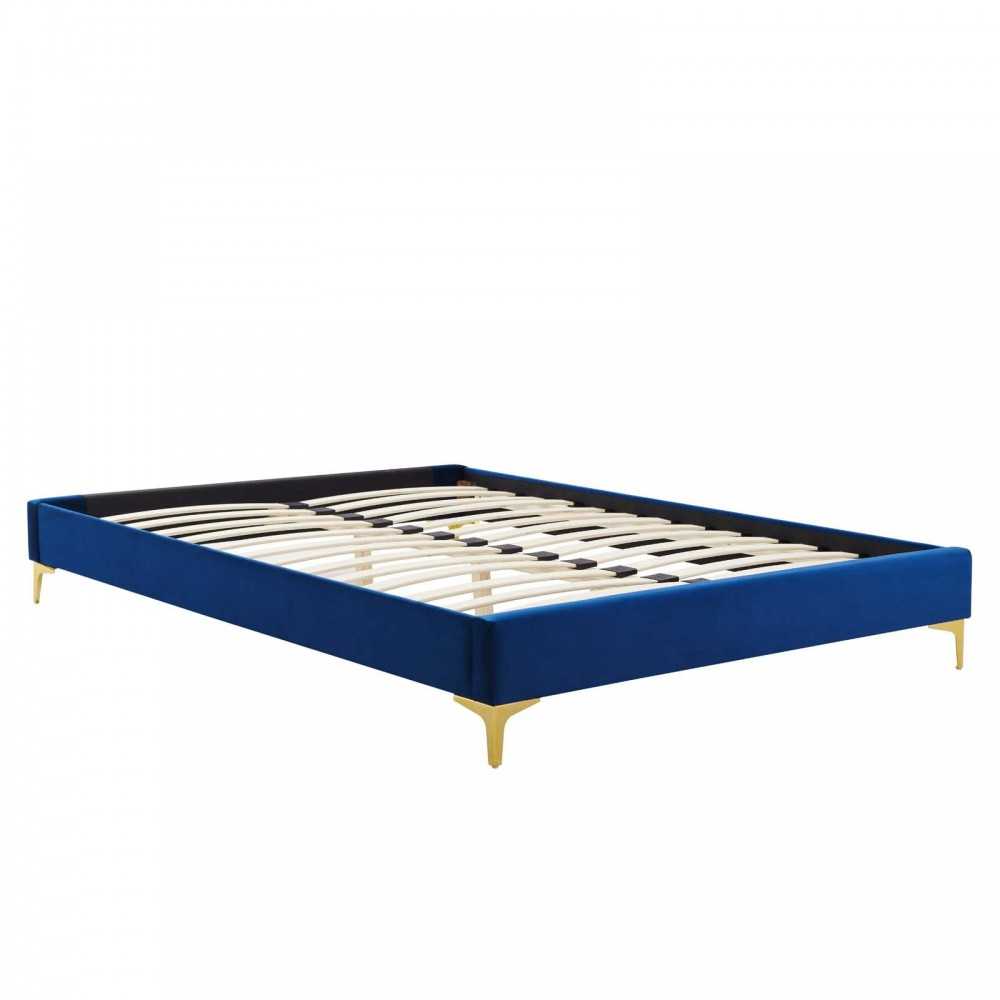 Elise Full Performance Velvet Platform Bed, Navy, MOD-6880-NAV