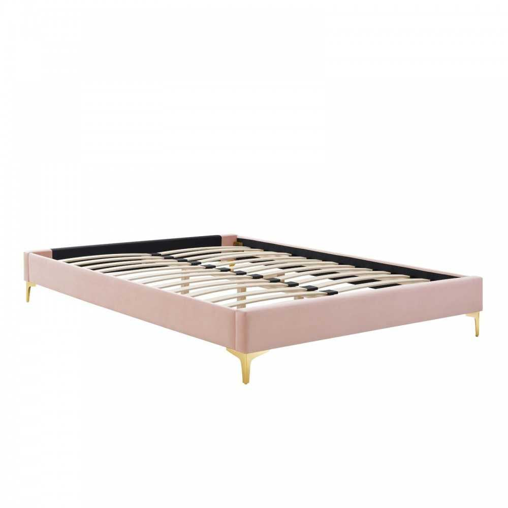 Elise Full Performance Velvet Platform Bed, Pink, MOD-6880-PNK
