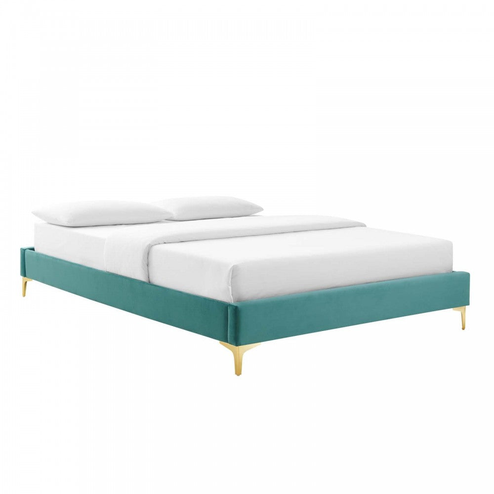 Elise Full Performance Velvet Platform Bed, Teal, MOD-6880-TEA