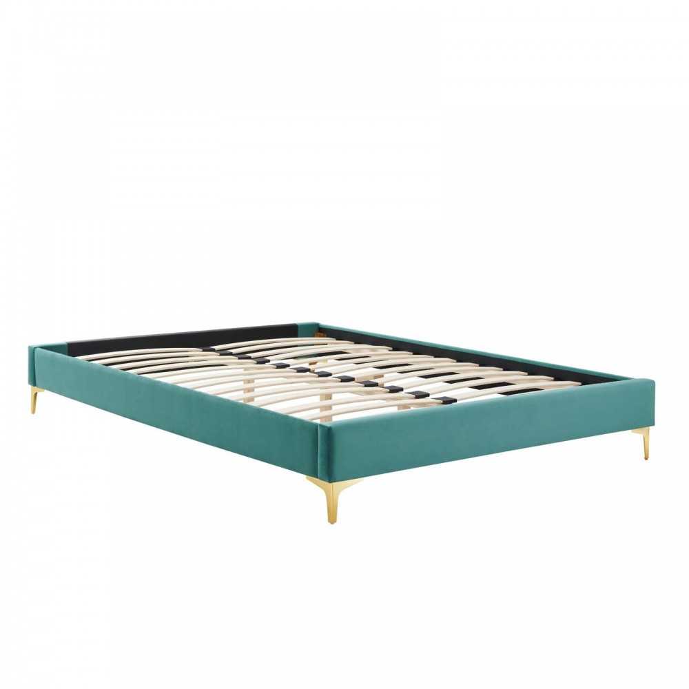 Elise Full Performance Velvet Platform Bed, Teal, MOD-6880-TEA
