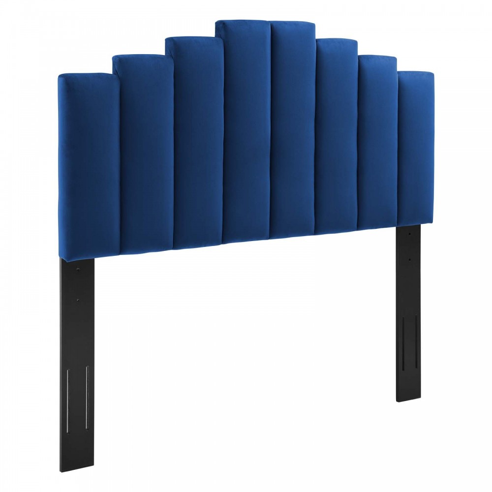 Elise Full Performance Velvet Platform Bed, Navy, MOD-6874-NAV