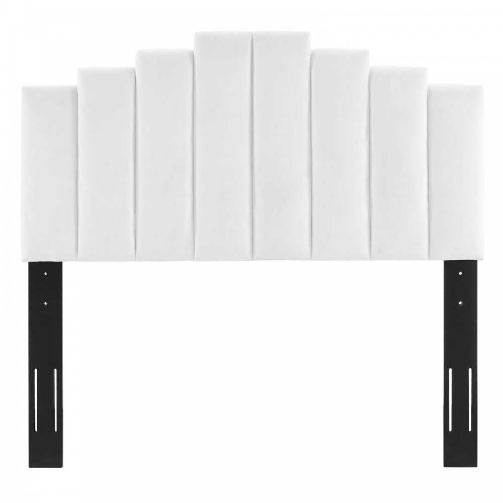 Elise Full Performance Velvet Platform Bed, White, MOD-6874-WHI
