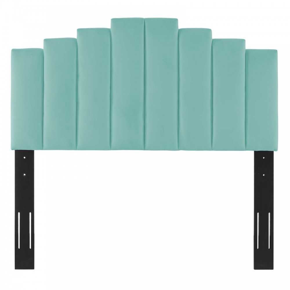 Elise King Performance Velvet Platform Bed, Mint, MOD-6878-MIN
