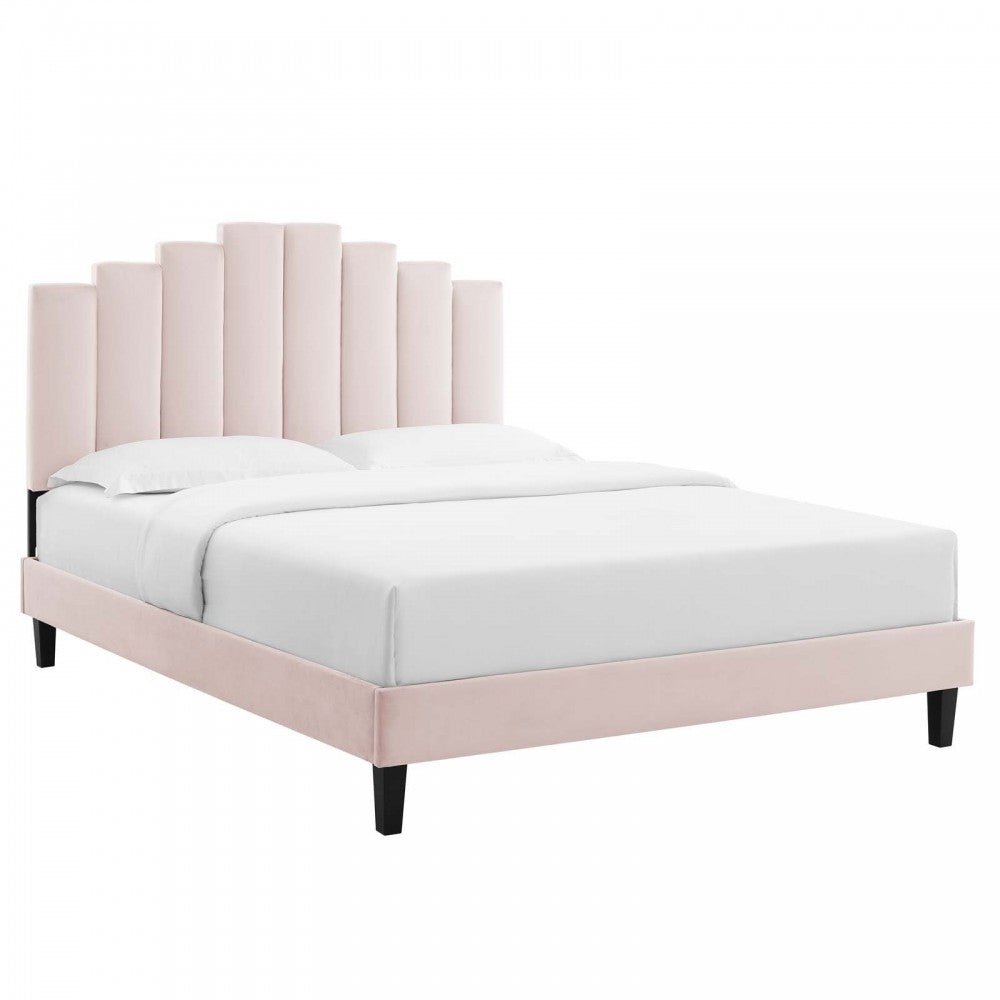 Elise King Performance Velvet Platform Bed, Pink, MOD-6878-PNK