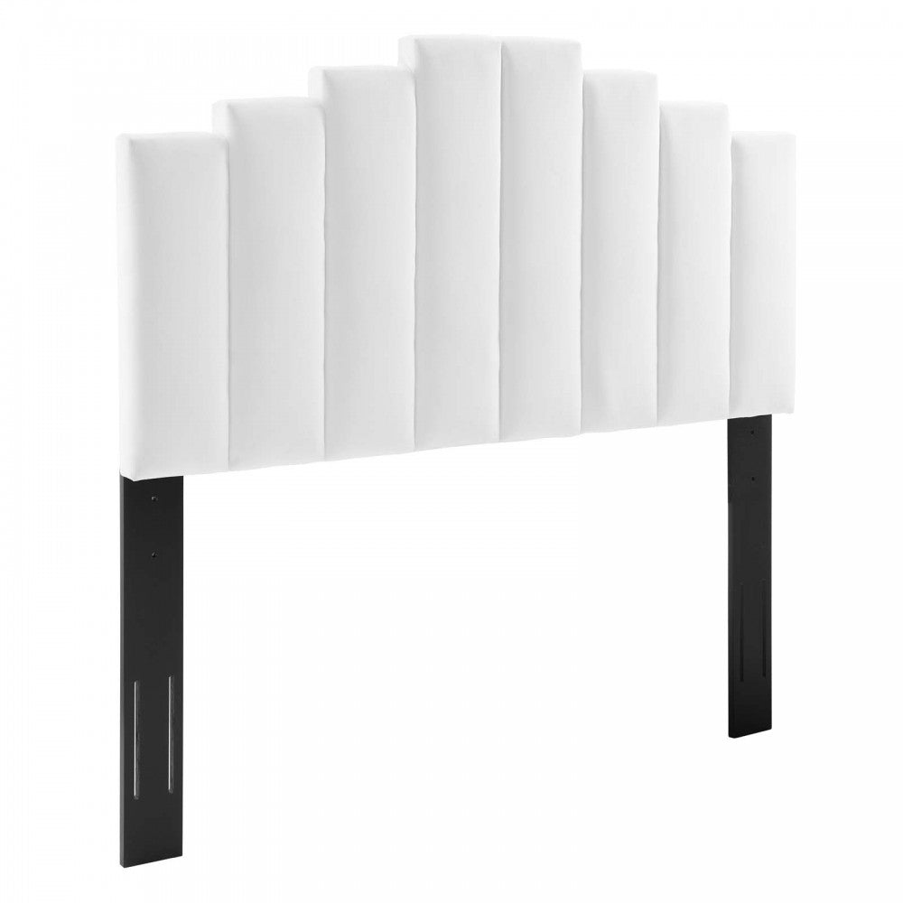 Elise King Performance Velvet Platform Bed, White, MOD-6878-WHI