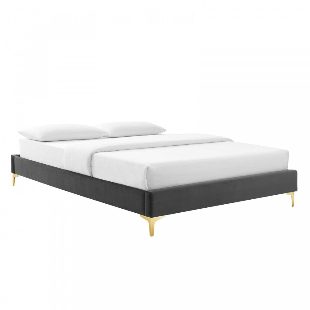 Elise King Performance Velvet Platform Bed, Charcoal, MOD-6881-CHA