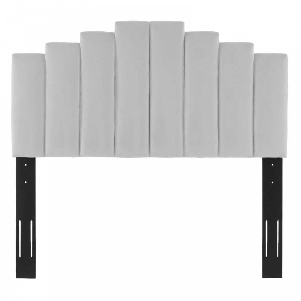 Elise King Performance Velvet Platform Bed, Light Gray, MOD-6875-LGR