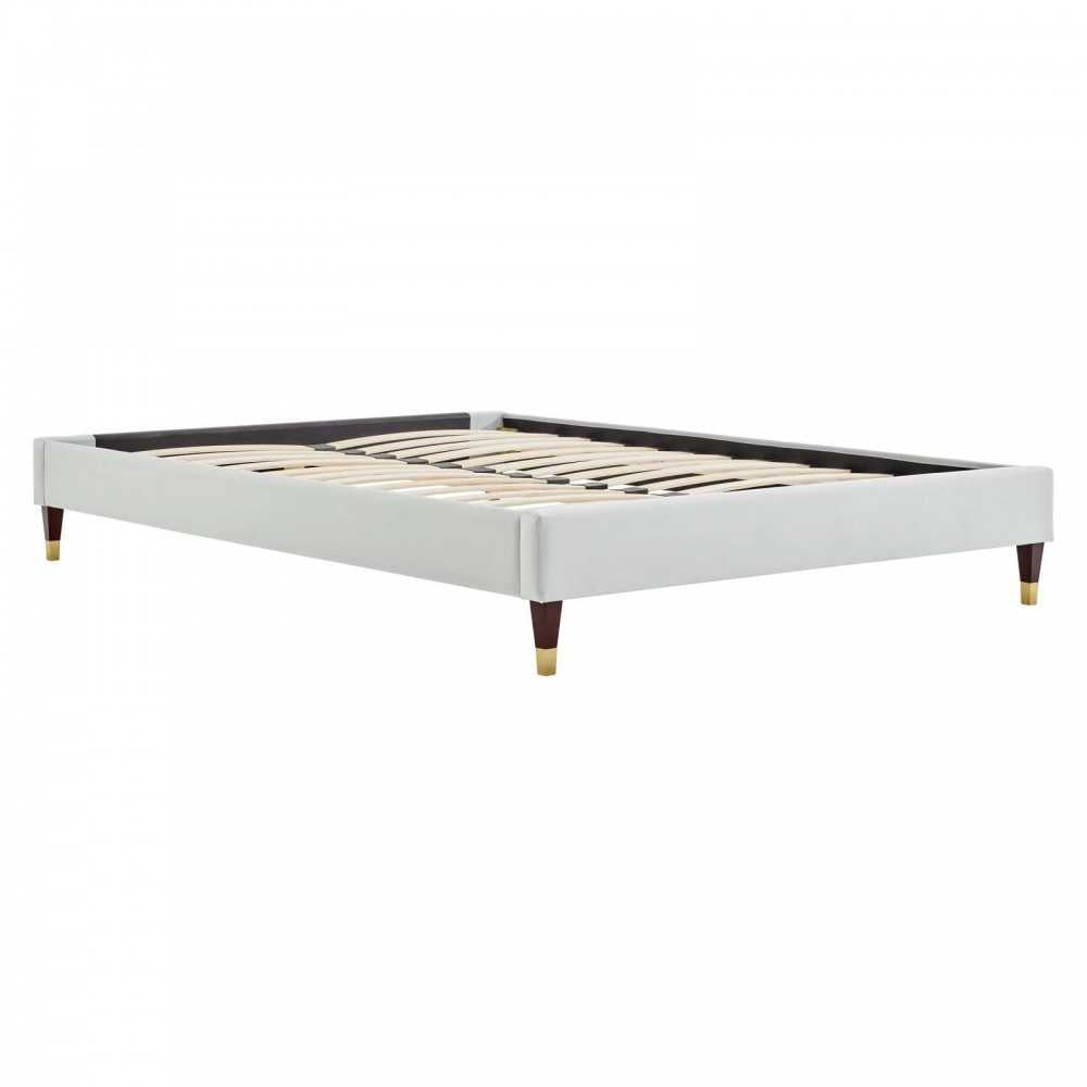 Elise King Performance Velvet Platform Bed, Light Gray, MOD-6875-LGR
