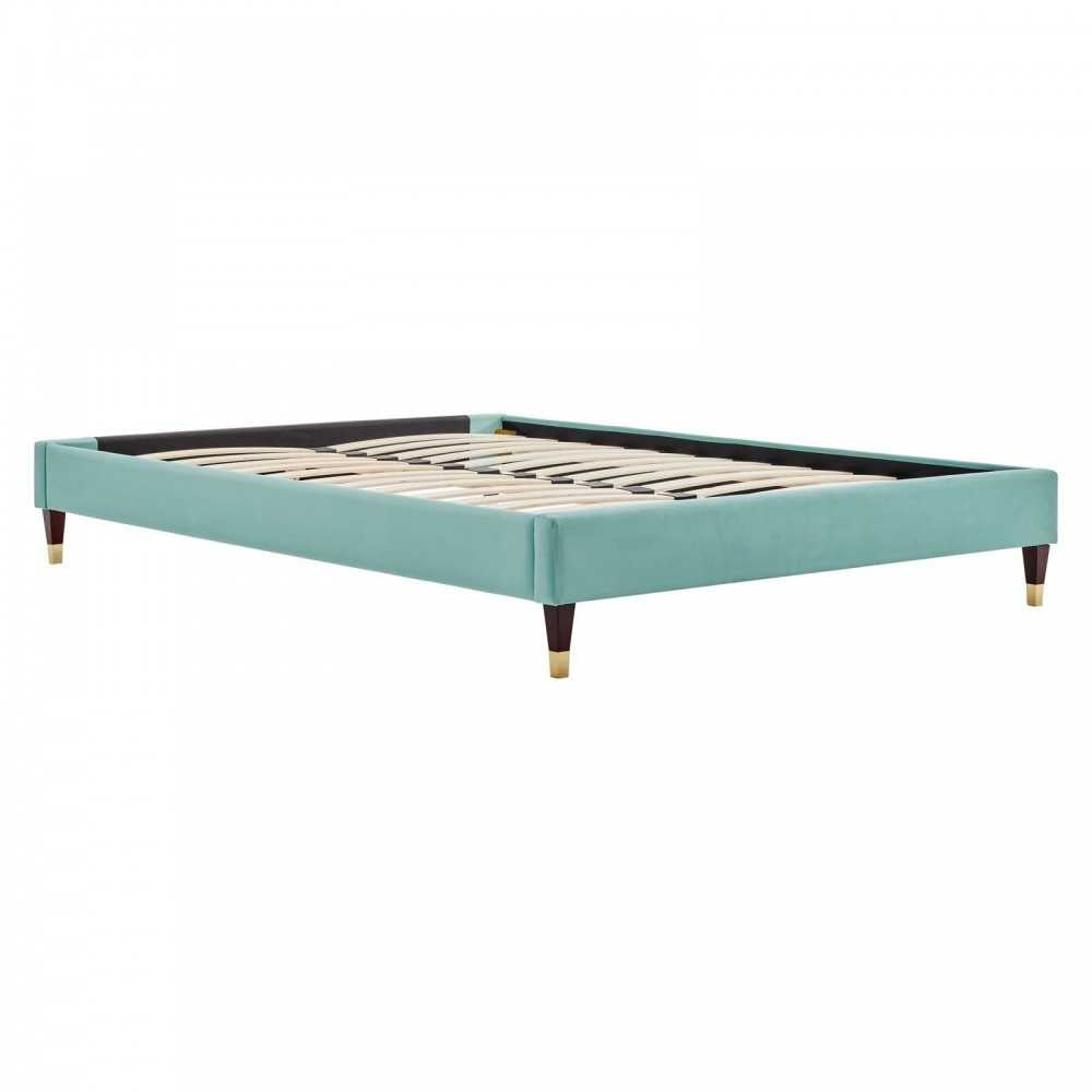 Elise King Performance Velvet Platform Bed, Mint, MOD-6875-MIN