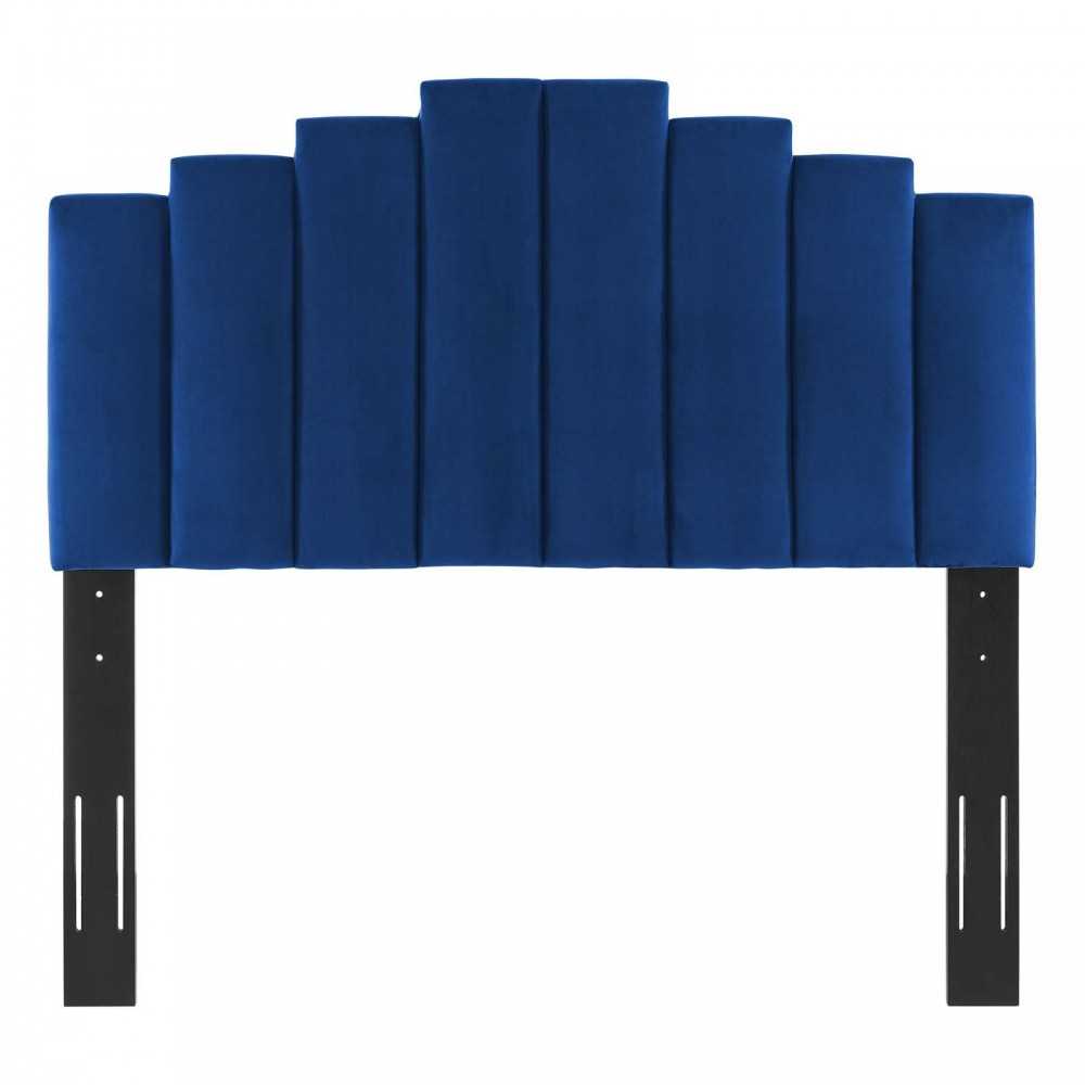 Elise King Performance Velvet Platform Bed, Navy, MOD-6875-NAV