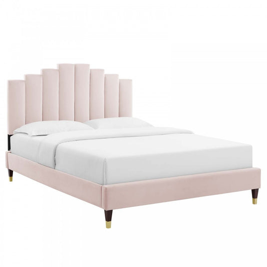 Elise King Performance Velvet Platform Bed, Pink, MOD-6875-PNK