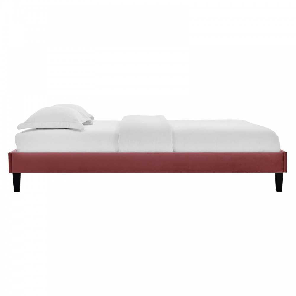 Elise King Performance Velvet Platform Bed, Dusty Rose, MOD-6878-DUS