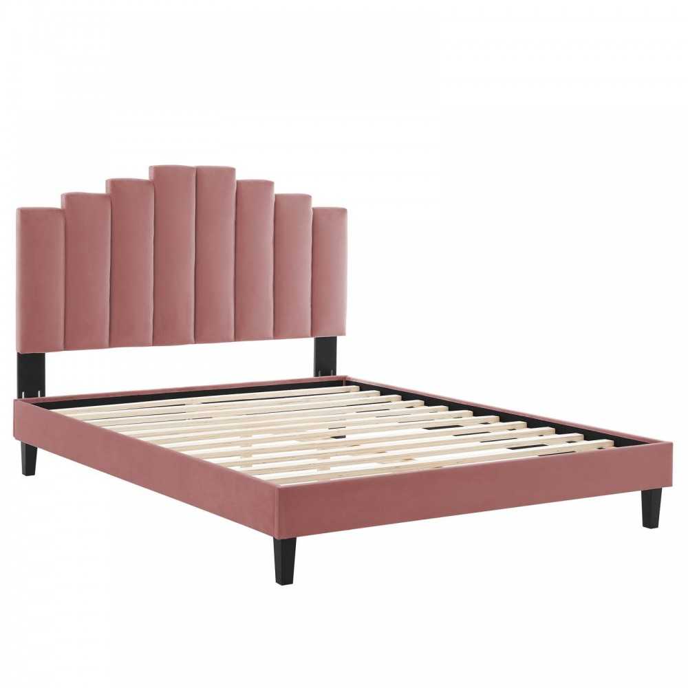 Elise King Performance Velvet Platform Bed, Dusty Rose, MOD-6878-DUS