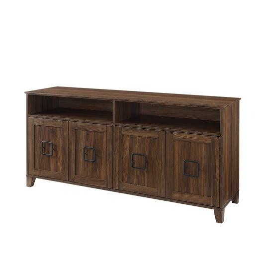 Ellie 58" 4 Door Square Handle Modern TV Console - Dark Walnut