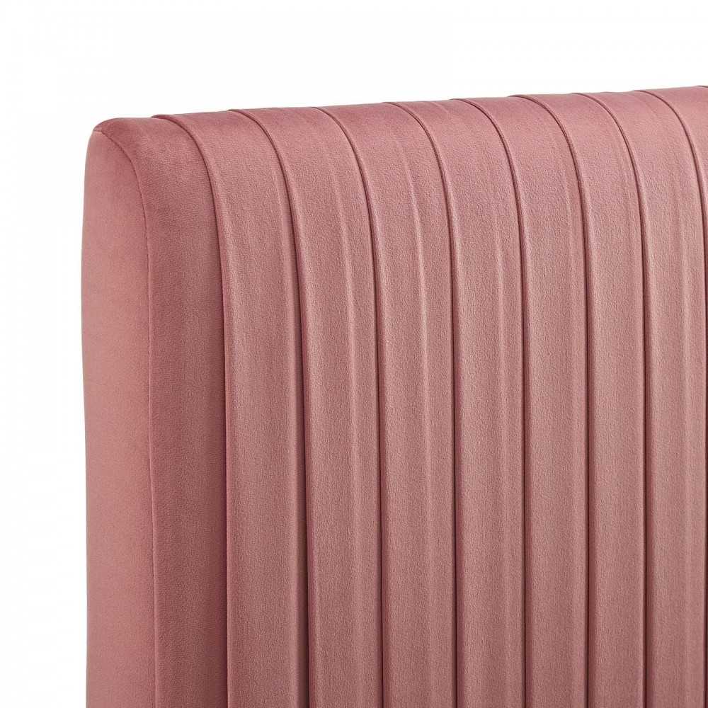 Eloise Channel Tufted Performance Velvet Full/Queen Headboard, Dusty Rose