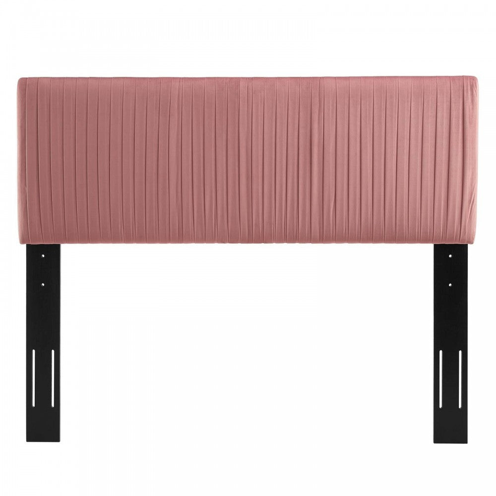 Eloise Channel Tufted Performance Velvet Full/Queen Headboard, Dusty Rose