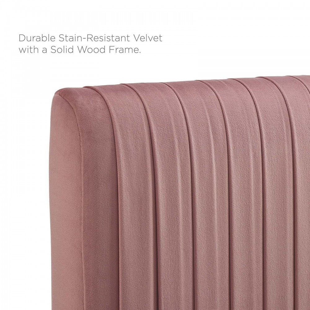 Eloise Channel Tufted Performance Velvet Full/Queen Headboard, Dusty Rose