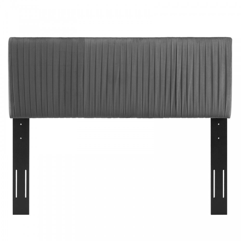 Eloise Channel Tufted Performance Velvet Full/Queen Headboard, Charcoal