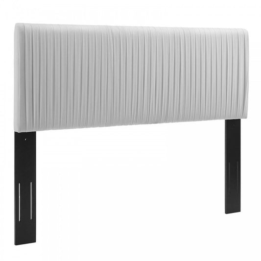Eloise Channel Tufted Performance Velvet King/California King Headboard, Light Gray