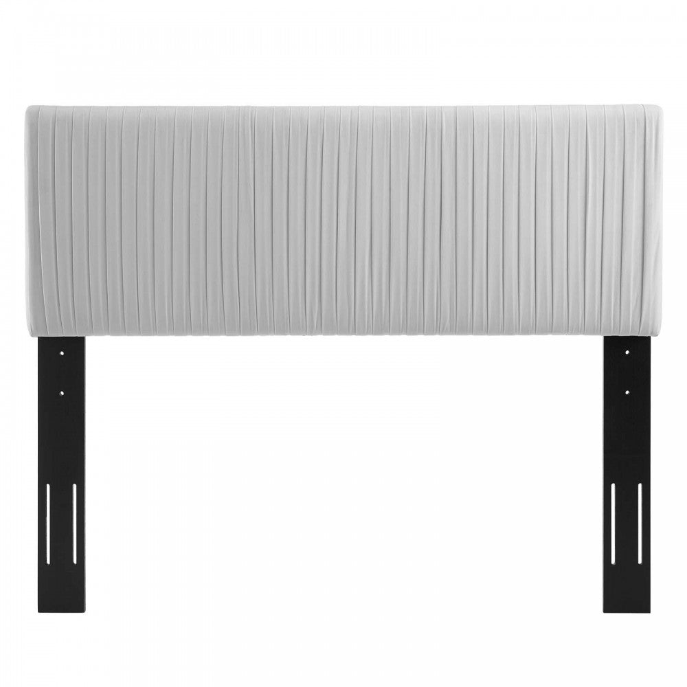 Eloise Channel Tufted Performance Velvet Twin Headboard, Light Gray