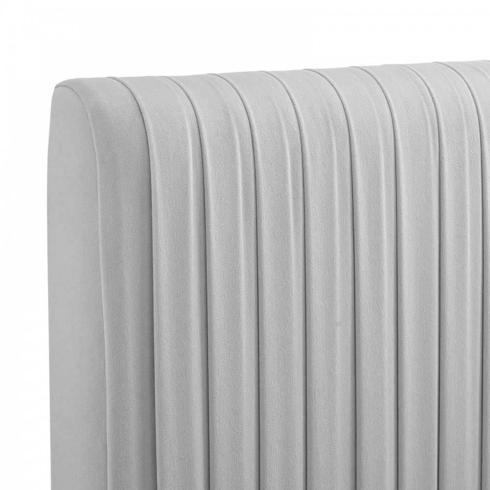 Eloise Channel Tufted Performance Velvet Twin Headboard, Light Gray