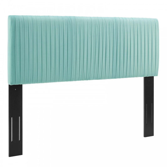 Eloise Channel Tufted Performance Velvet Twin Headboard, Mint