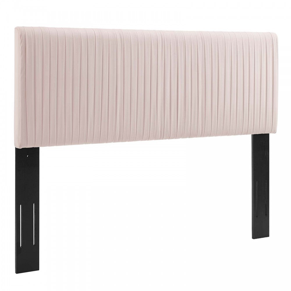 Eloise Channel Tufted Performance Velvet Twin Headboard, Pink