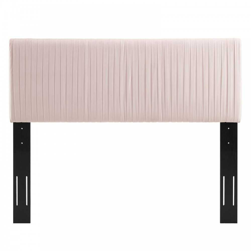 Eloise Channel Tufted Performance Velvet Twin Headboard, Pink