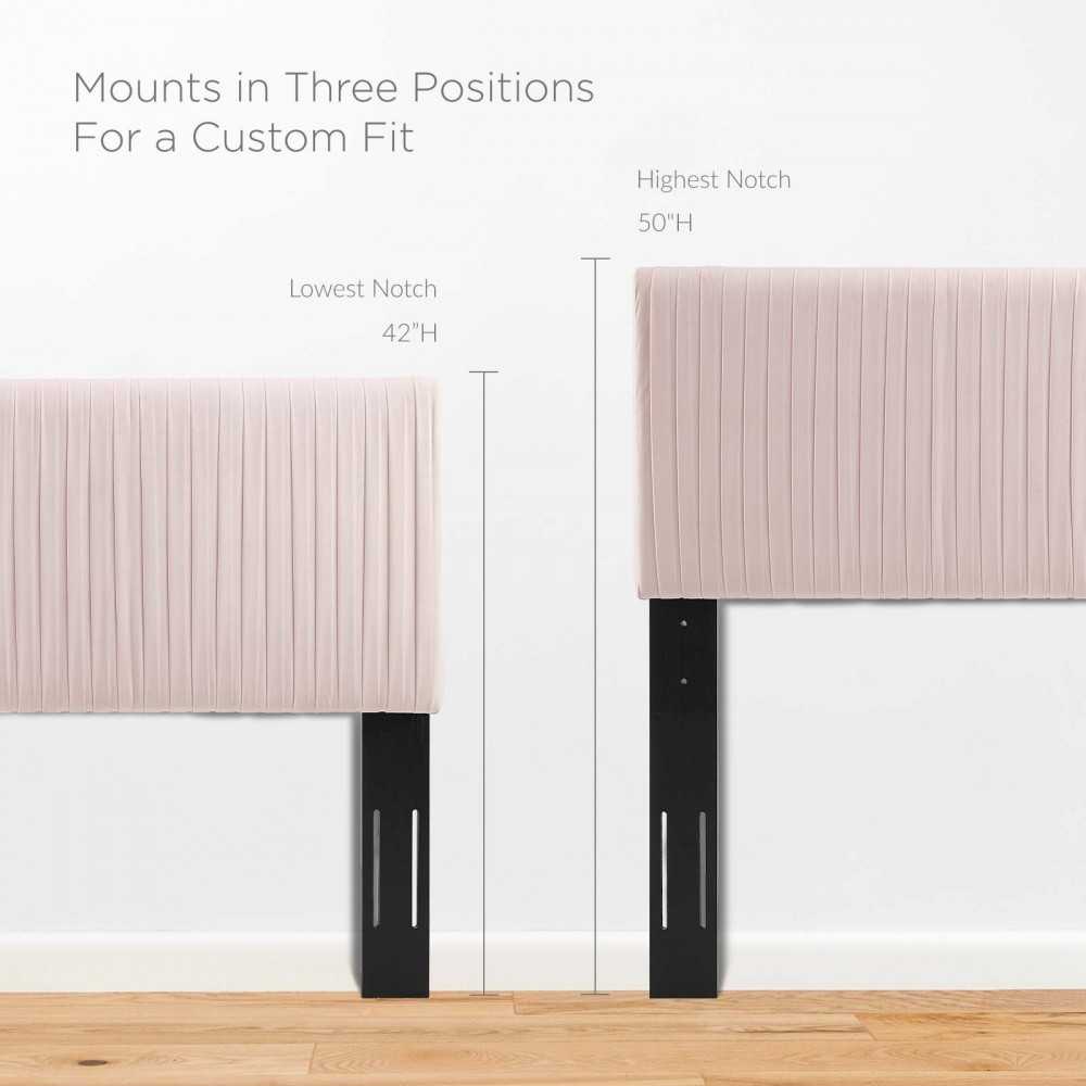 Eloise Channel Tufted Performance Velvet Twin Headboard, Pink