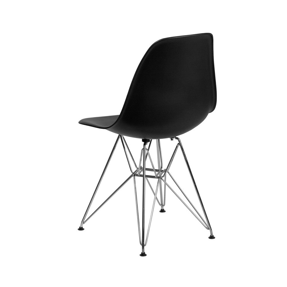 Elon Series Black Plastic Chair with Chrome Base