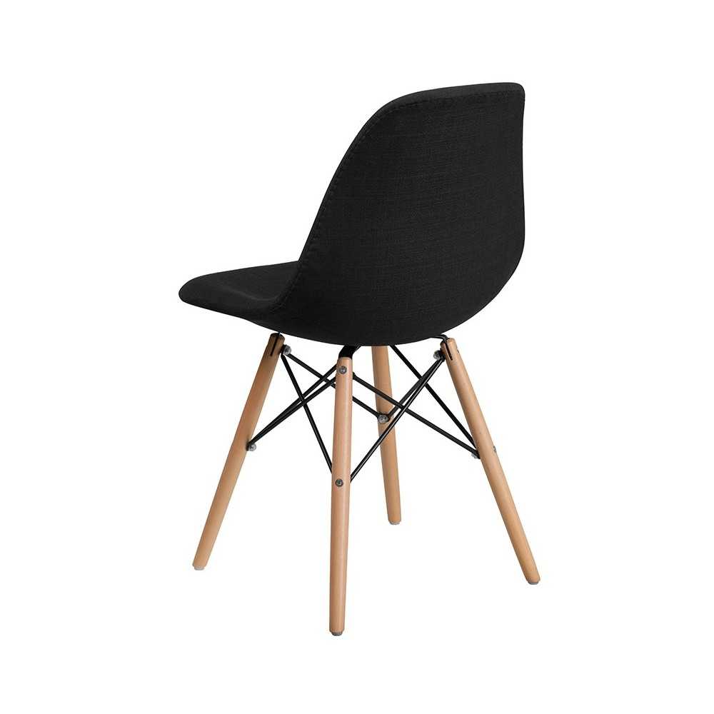 Elon Series Genoa Black Fabric Chair with Wooden Legs