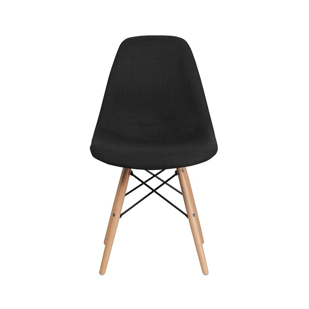 Elon Series Genoa Black Fabric Chair with Wooden Legs