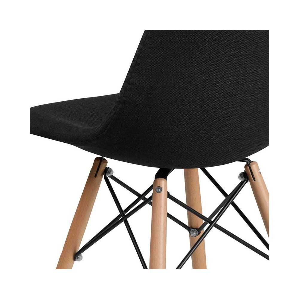 Elon Series Genoa Black Fabric Chair with Wooden Legs