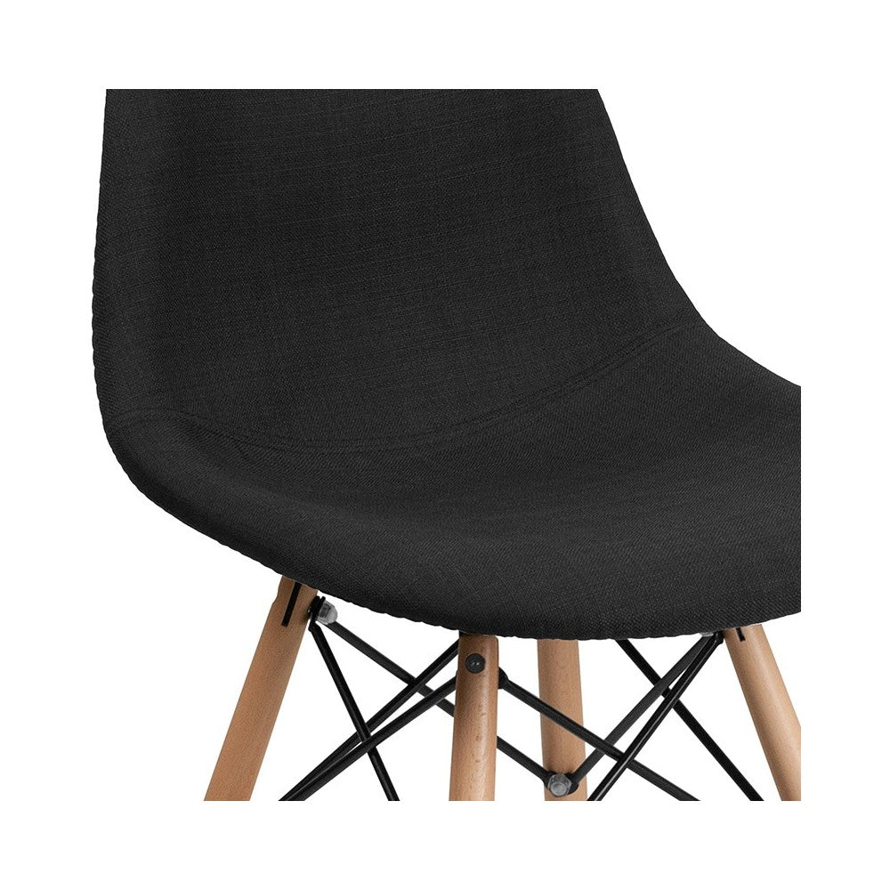 Elon Series Genoa Black Fabric Chair with Wooden Legs