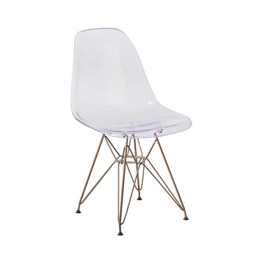 Elon Series Ghost Chair with Gold Metal Base