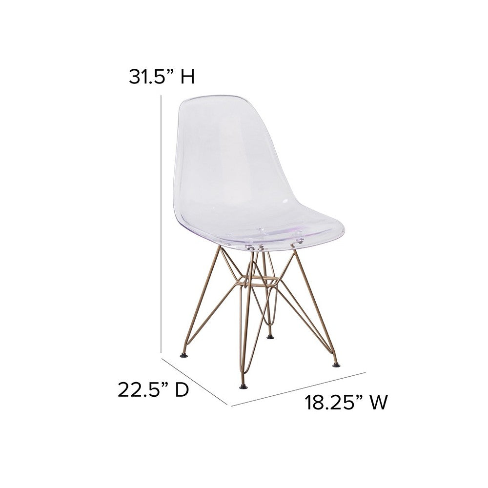 Elon Series Ghost Chair with Gold Metal Base
