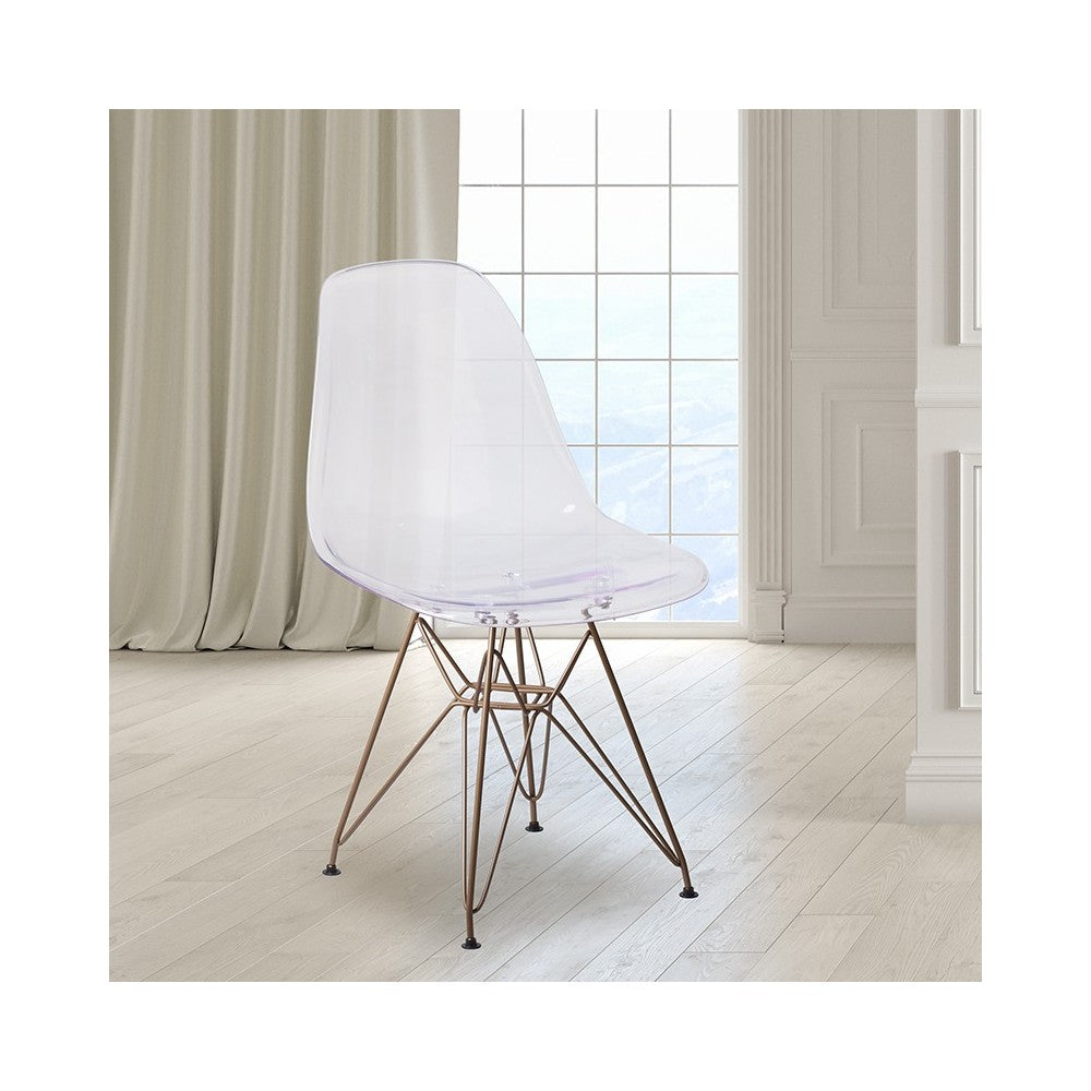 Elon Series Ghost Chair with Gold Metal Base