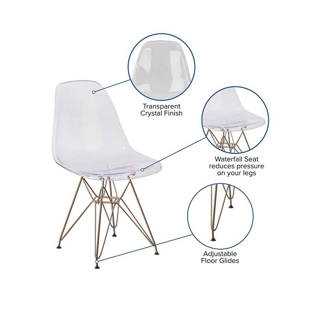 Elon Series Ghost Chair with Gold Metal Base
