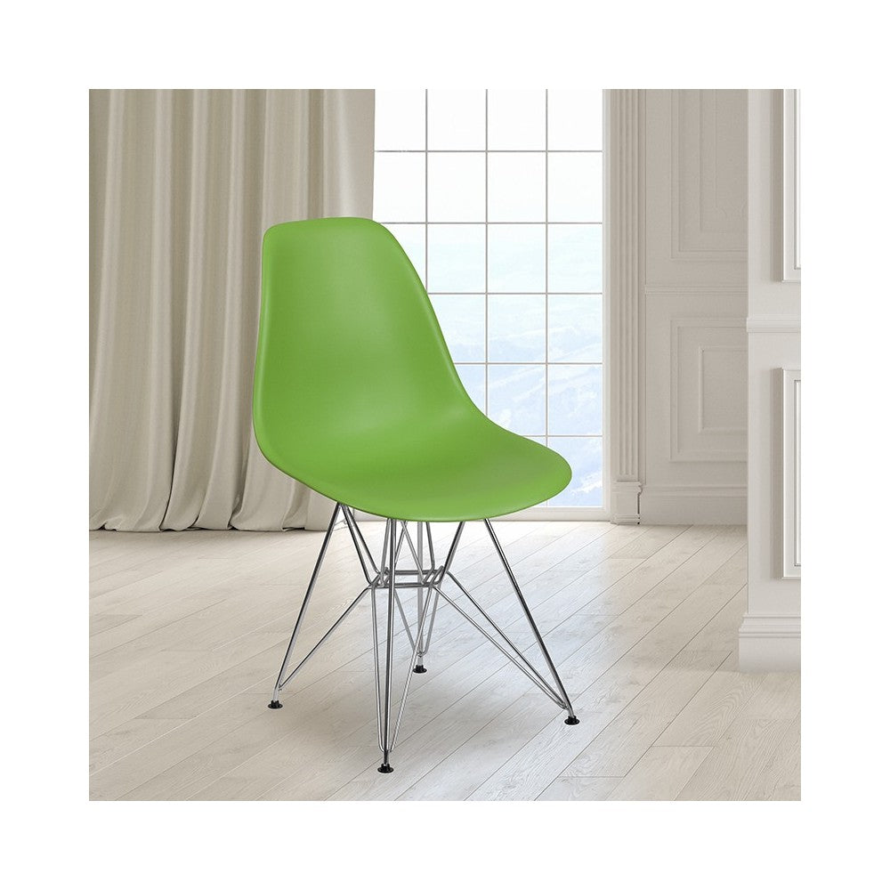 Elon Series Green Plastic Chair with Chrome Base