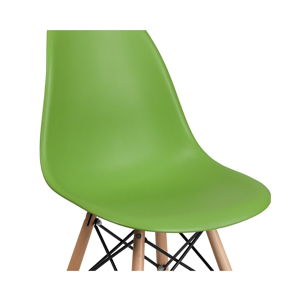 Elon Series Green Plastic Chair with Wooden Legs