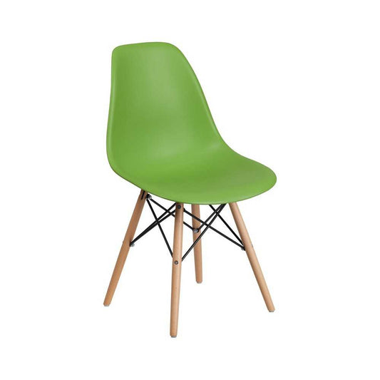 Elon Series Green Plastic Chair with Wooden Legs