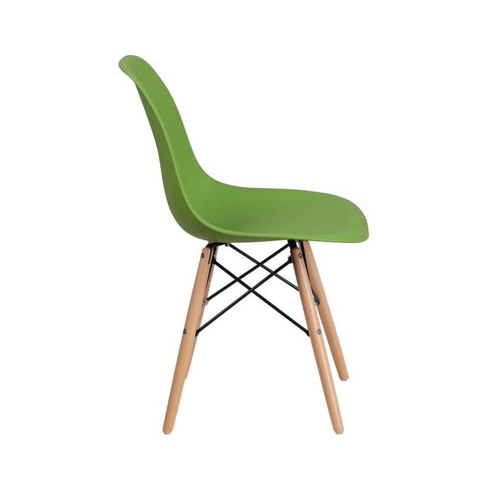 Elon Series Green Plastic Chair with Wooden Legs