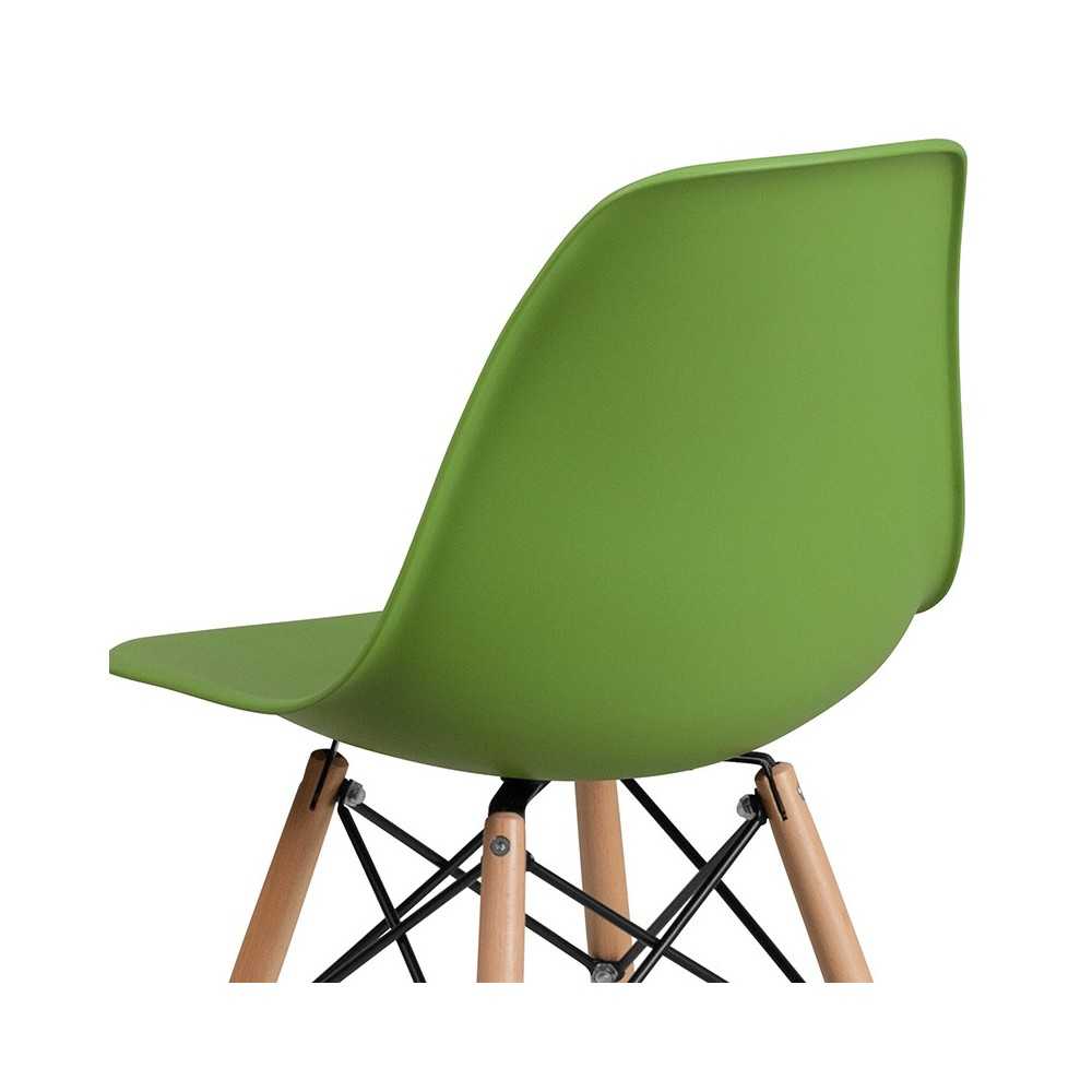 Elon Series Green Plastic Chair with Wooden Legs
