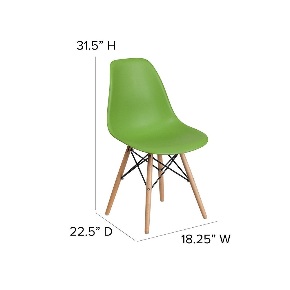 Elon Series Green Plastic Chair with Wooden Legs