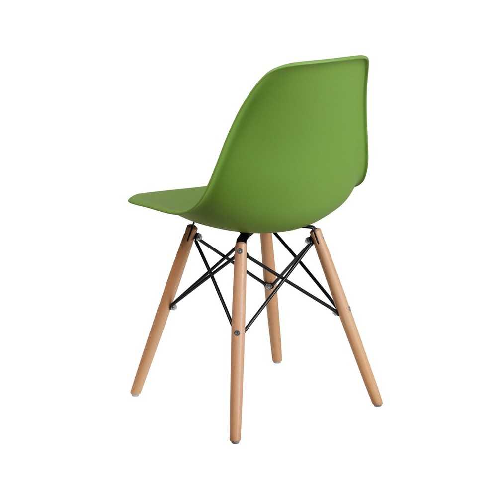 Elon Series Green Plastic Chair with Wooden Legs