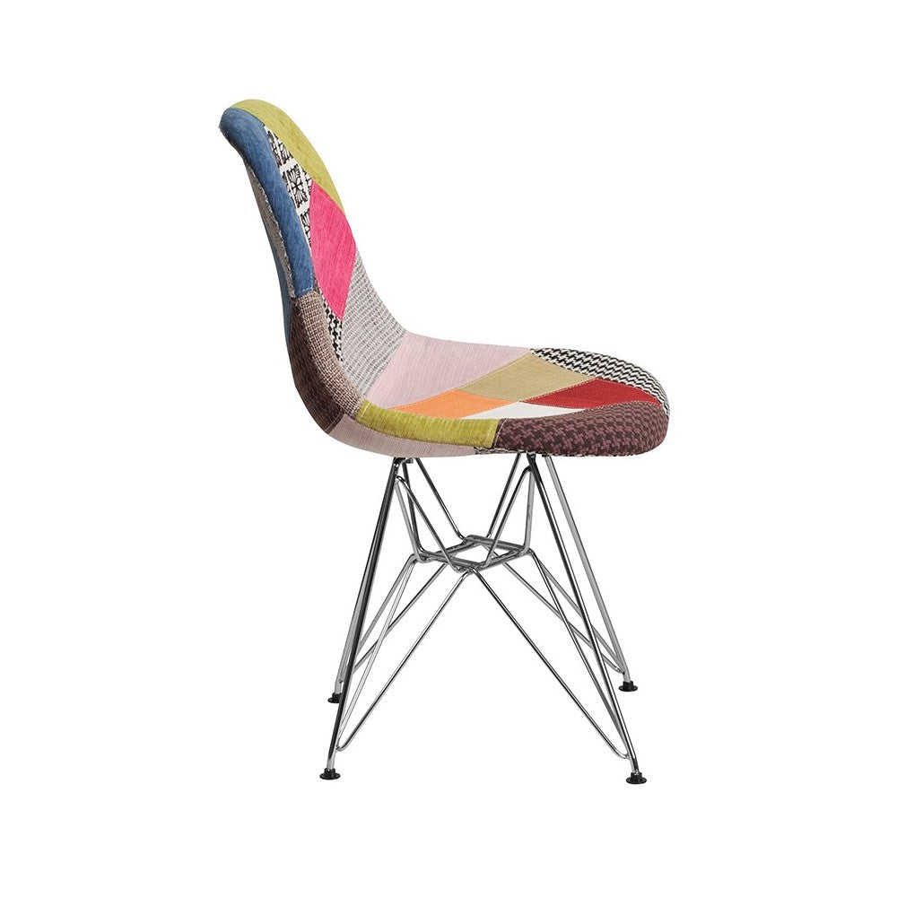 Elon Series Milan Patchwork Fabric Chair with Chrome Base